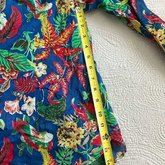 Talbots NWT Floral Blue Red Yellow Button Down Blouse With Under Shirt MP - Picture 7 of 9